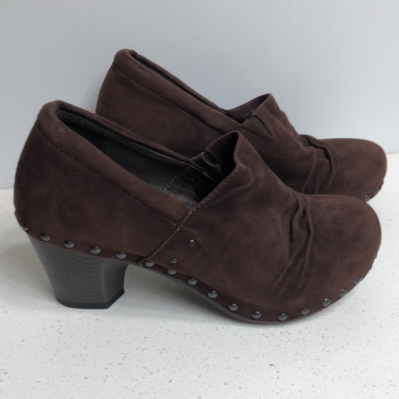 Dansko Shoes - Dansko Brown Suede Block Heels with Studs